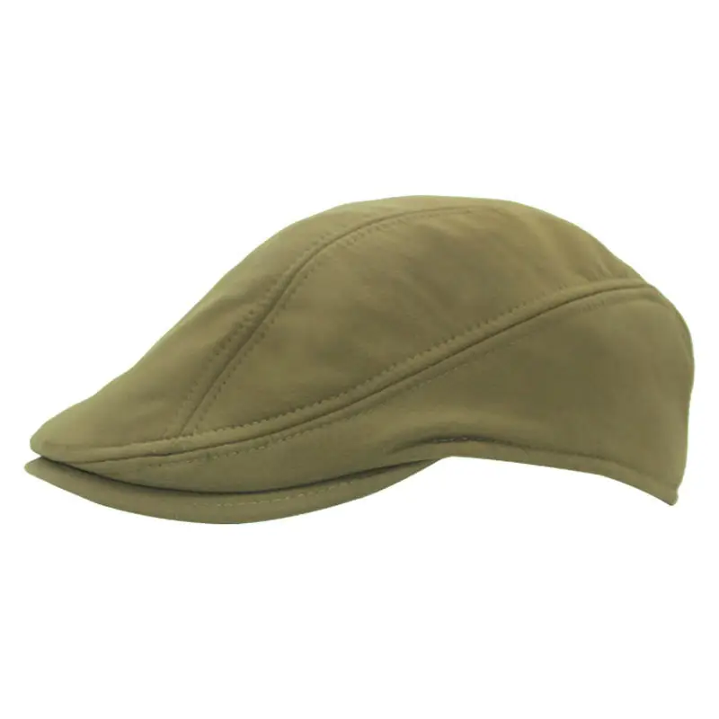 Men's Winter Fleece Duckcap Caps Olive Green - Image 2