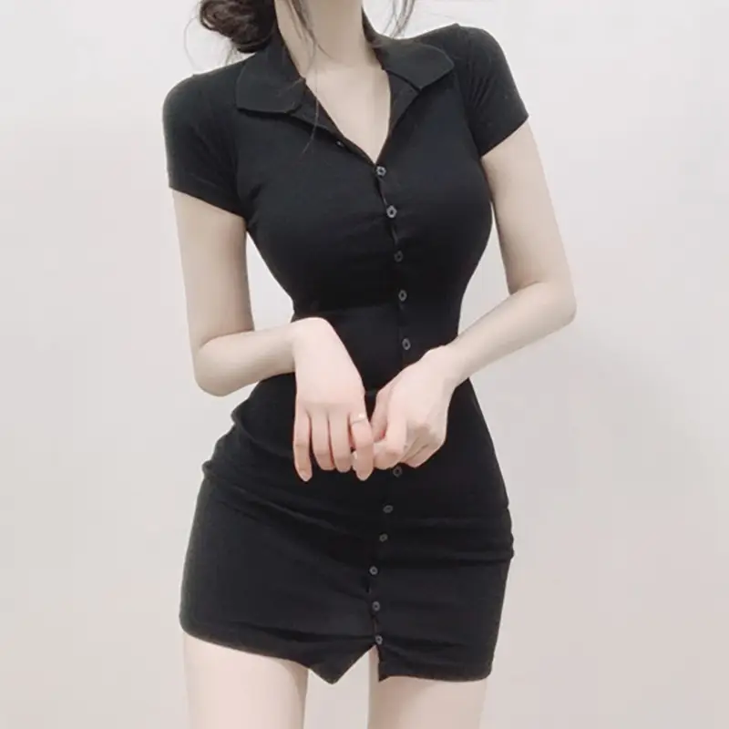 Women's Black Polo Collar Slim Fit Shirt - Image 5