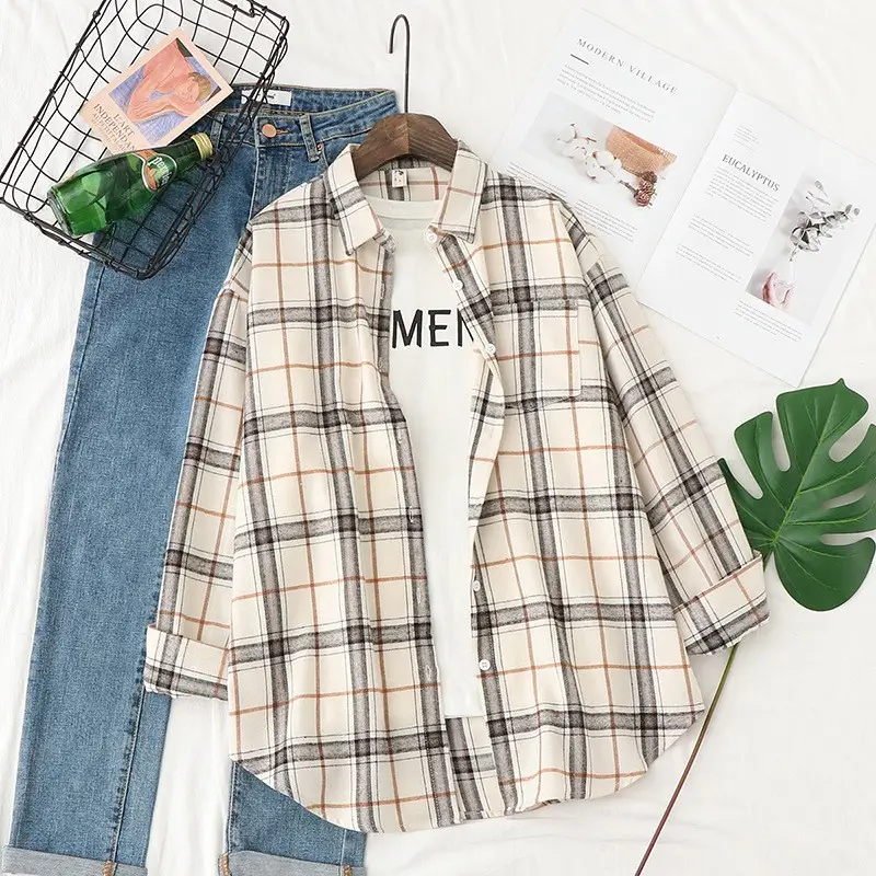 Vintage Plaid Long Sleeve Jacket for Women 2026 Spring Autumn - Image 11