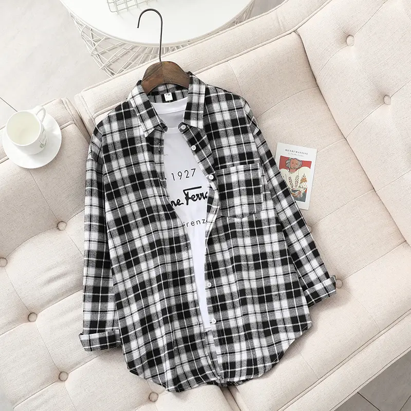 Vintage Plaid Long Sleeve Jacket for Women 2026 Spring Autumn - Image 5