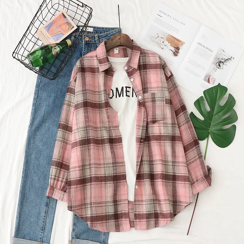 Vintage Plaid Long Sleeve Jacket for Women 2026 Spring Autumn - Image 8
