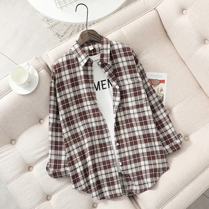 Vintage Plaid Long Sleeve Jacket for Women 2026 Spring Autumn - Image 3