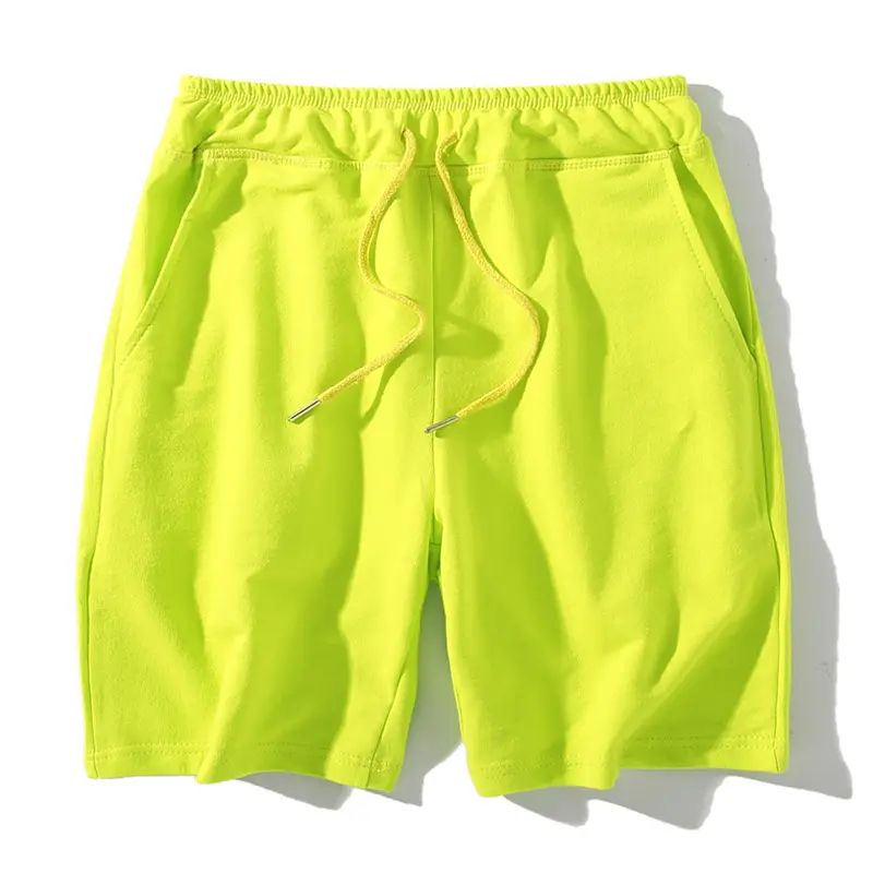 Orange Sweatpants for Men Summer Fitness Pure Cotton Terry Shorts
