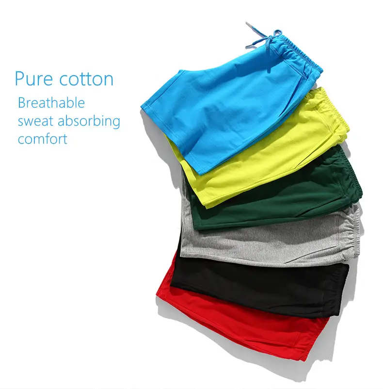 Orange Sweatpants for Men Summer Fitness Pure Cotton Terry Shorts — feature 5