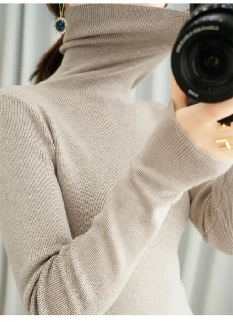 Women's Black Knit Turtleneck Sweater Winter Top — feature 17