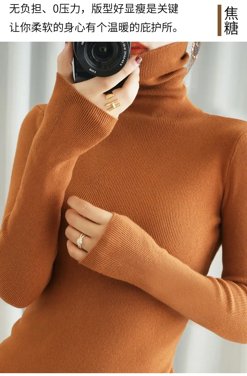 Women's Black Knit Turtleneck Sweater Winter Top — feature 20