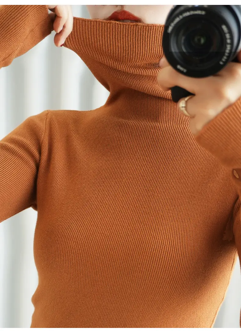 Women's Black Knit Turtleneck Sweater Winter Top — feature 21