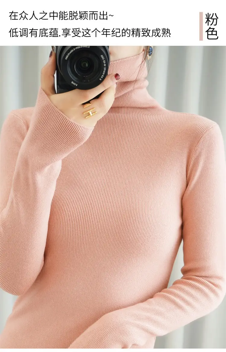 Women's Black Knit Turtleneck Sweater Winter Top — feature 24