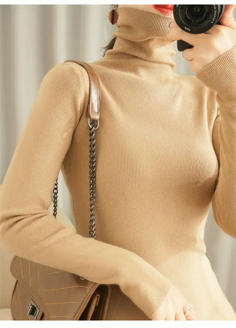 Women's Black Knit Turtleneck Sweater Winter Top — feature 27