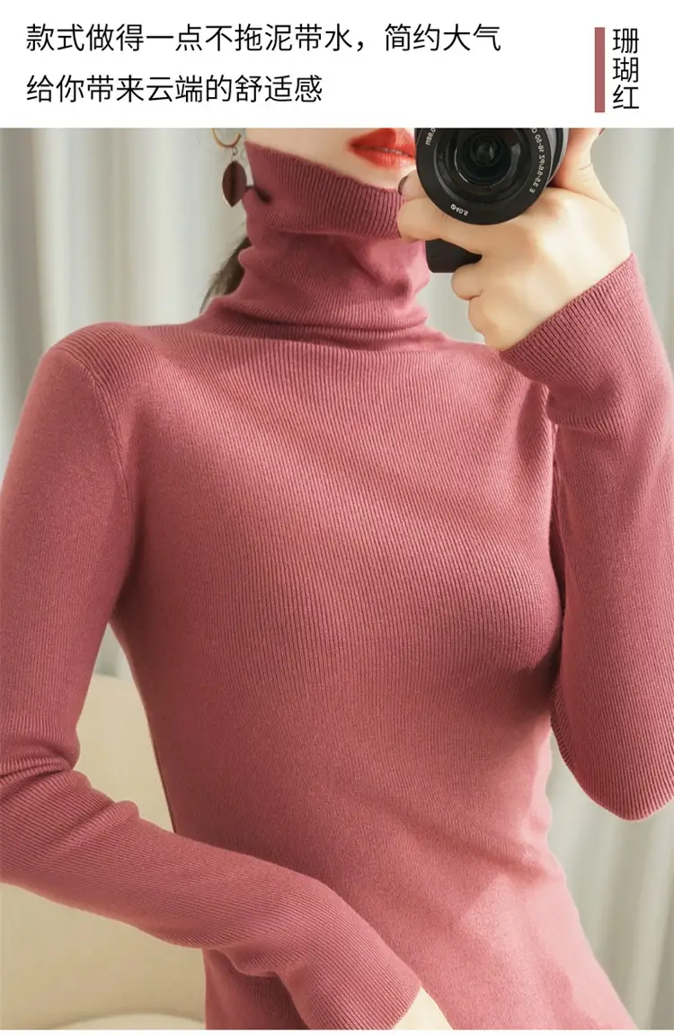 Women's Black Knit Turtleneck Sweater Winter Top — feature 29