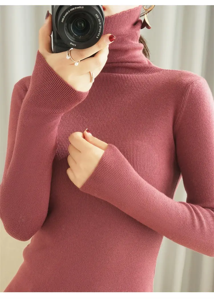 Women's Black Knit Turtleneck Sweater Winter Top — feature 30