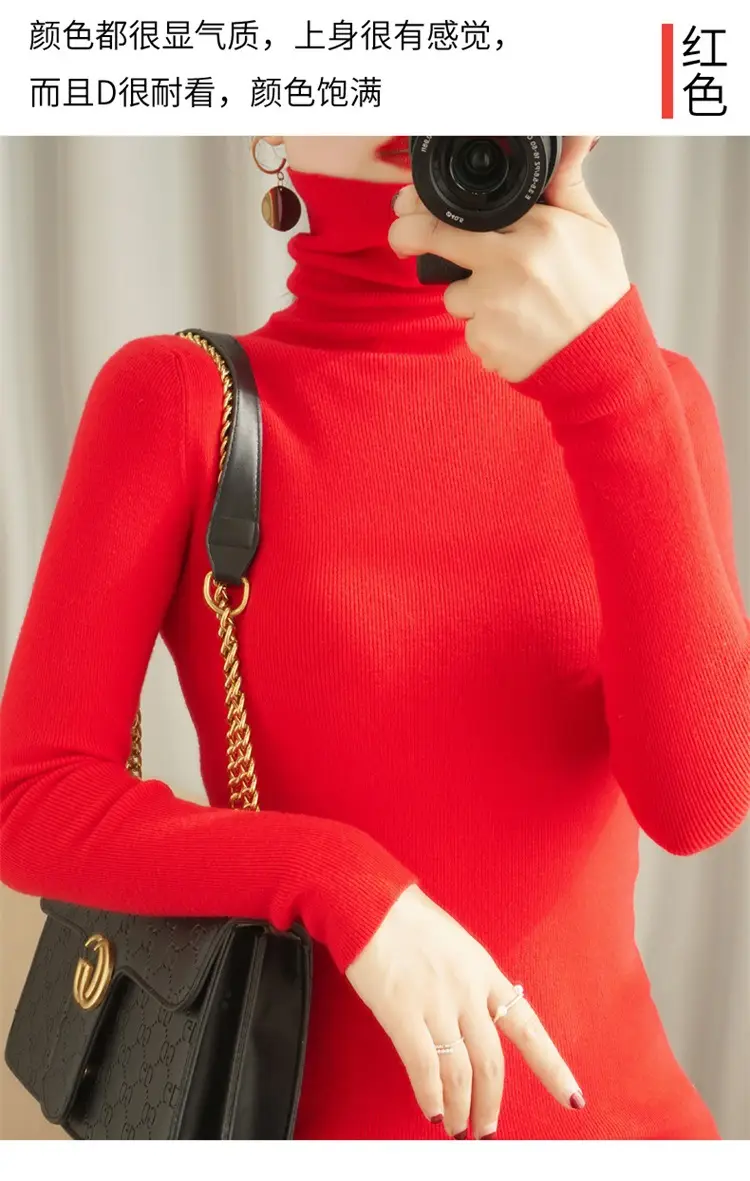 Women's Black Knit Turtleneck Sweater Winter Top — feature 31