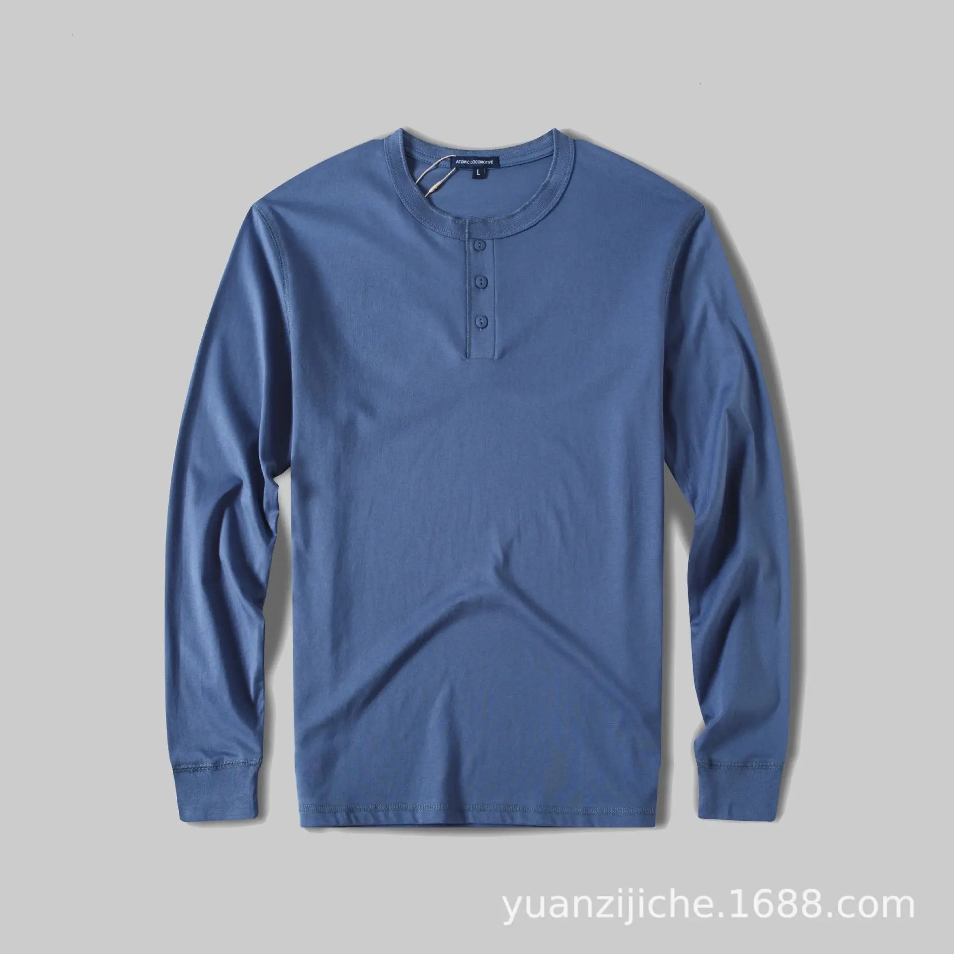 Men Pure Cotton Wash Henley Collar T-Shirt Olive Green - Image 4