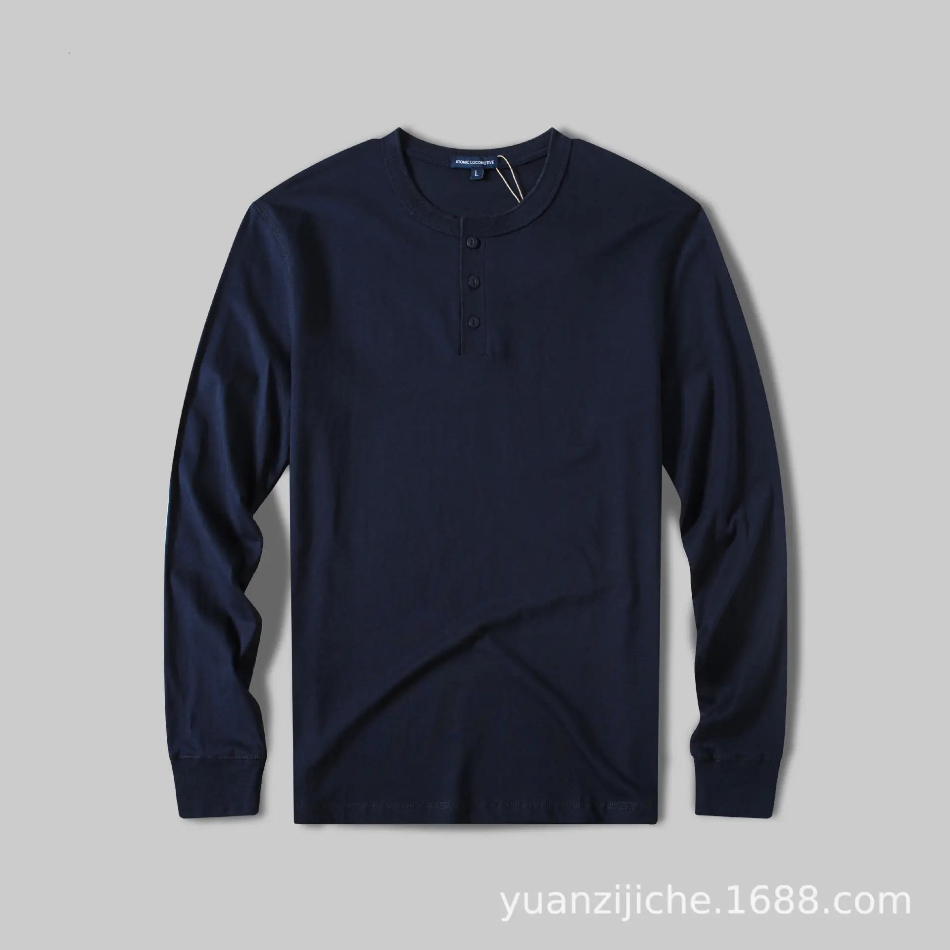 Men Pure Cotton Wash Henley Collar T-Shirt Olive Green - Image 5