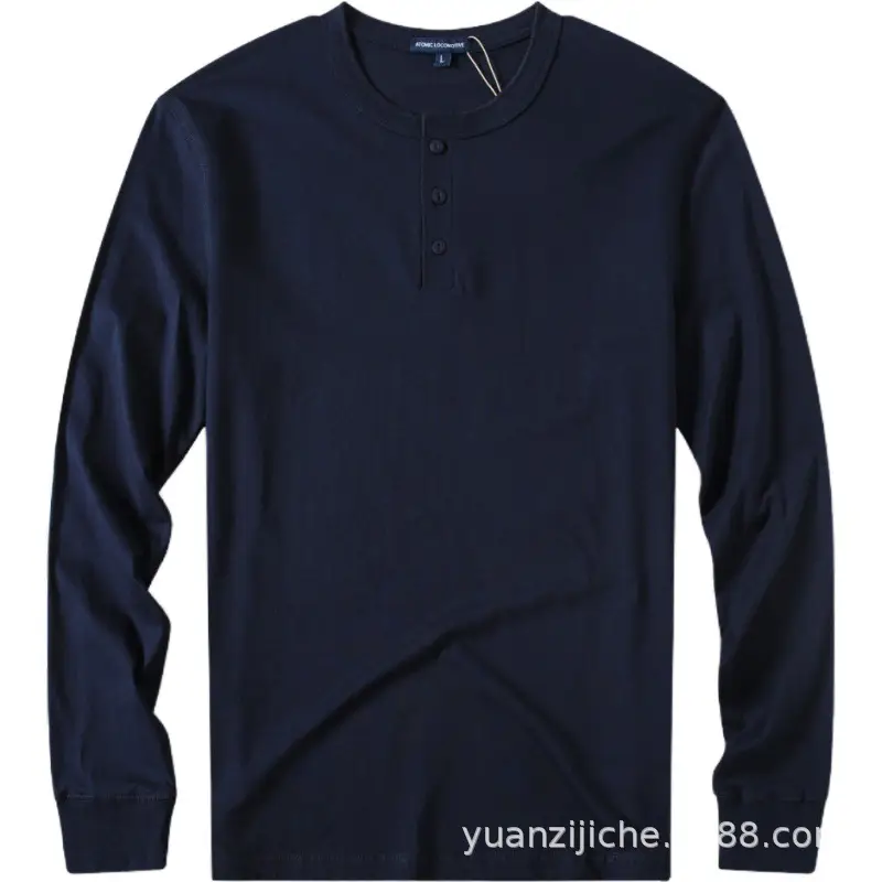Men Pure Cotton Wash Henley Collar T-Shirt Olive Green - Image 9