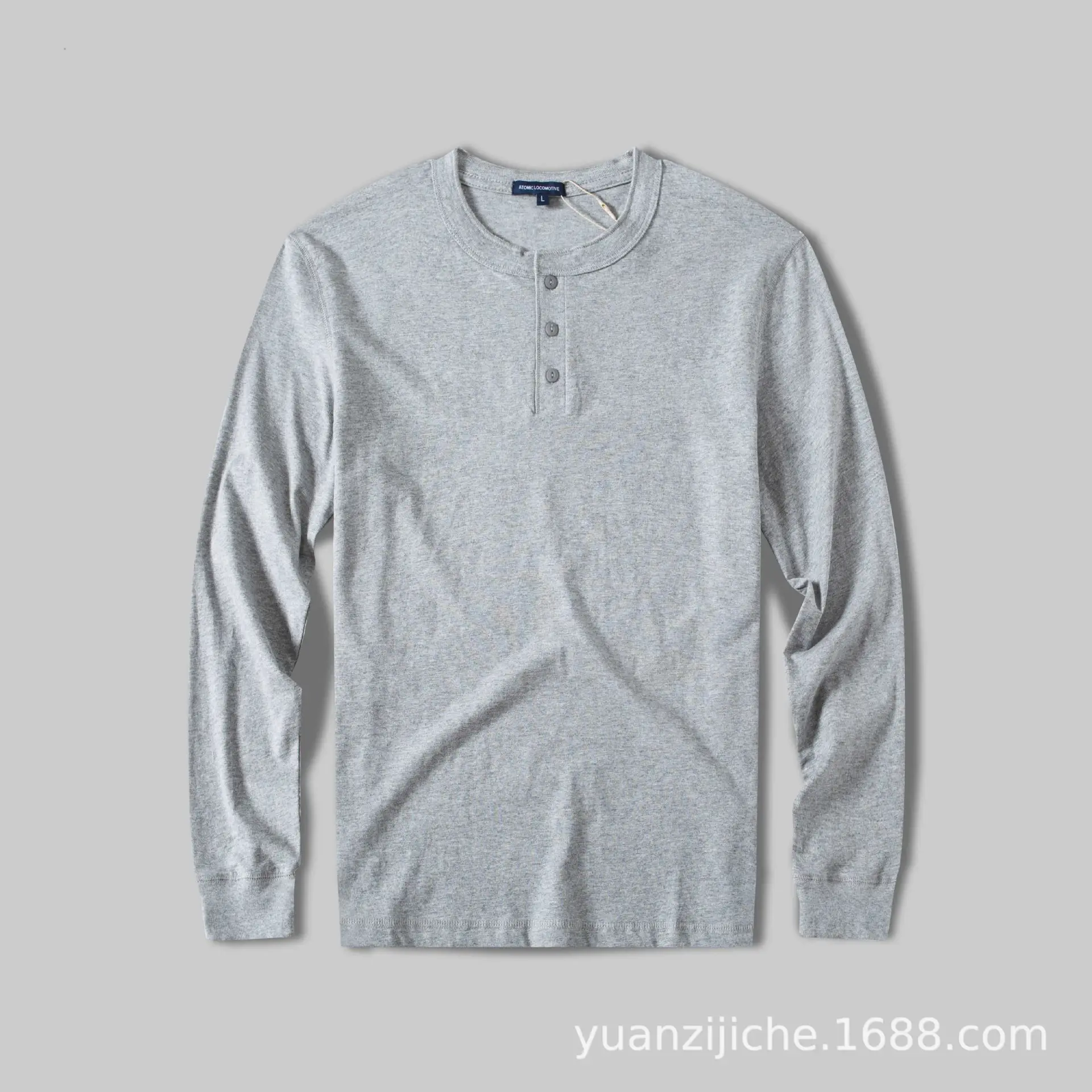 Men Pure Cotton Wash Henley Collar T-Shirt Olive Green - Image 2