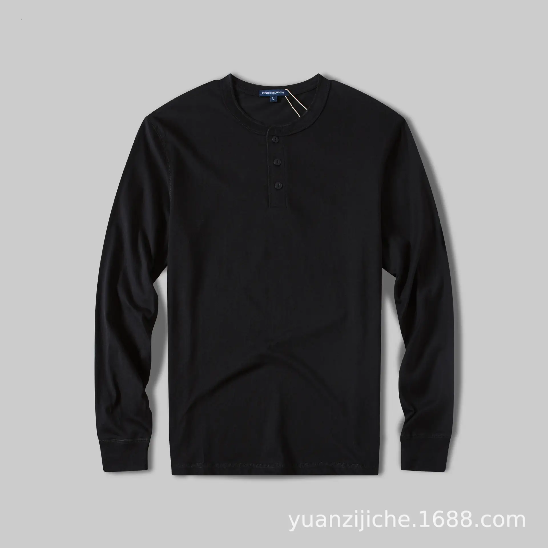 Men Pure Cotton Wash Henley Collar T-Shirt Olive Green - Image 3