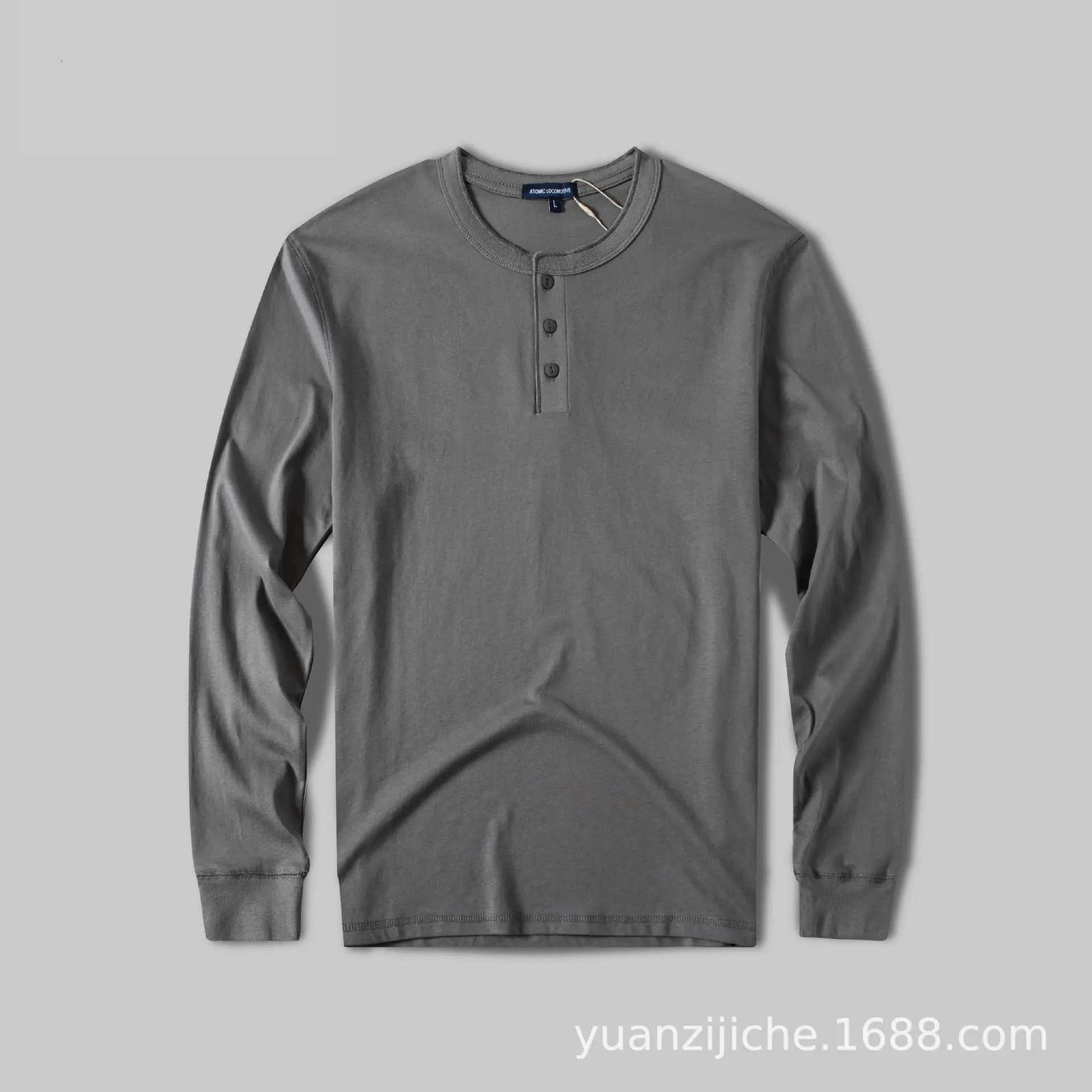 Men Pure Cotton Wash Henley Collar T-Shirt Olive Green - Image 7