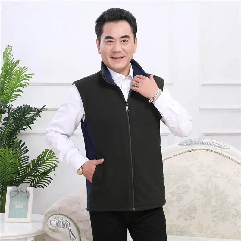 Men's Fleece Vest Dark Blue Large Winter Warm Jacket - Image 7