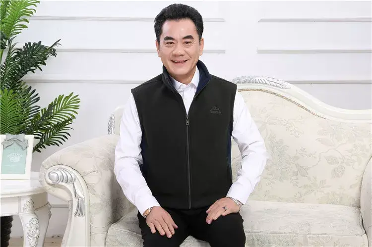 Men's Fleece Vest Dark Blue Large Winter Warm Jacket — feature 6