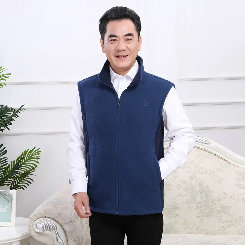 Men's Fleece Vest Dark Blue Large Winter Warm Jacket - Image 2