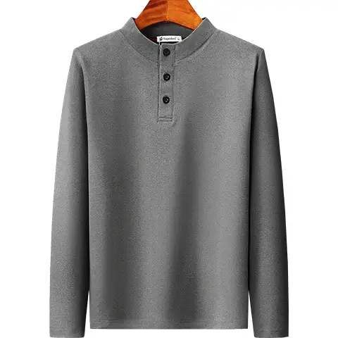 Men Fleece Lined Grey T-Shirt Plus Size - Image 10