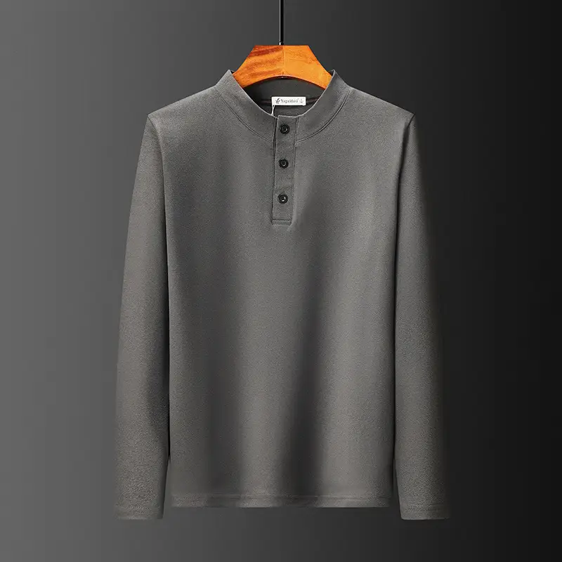 Men Fleece Lined Grey T-Shirt Plus Size - Image 2