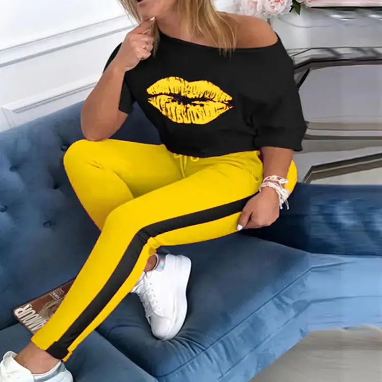 2021 Black Girls Neck Short Sleeve Pants Set