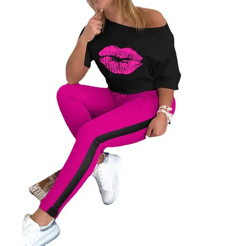 2021 Black Girls Neck Short Sleeve Pants Set