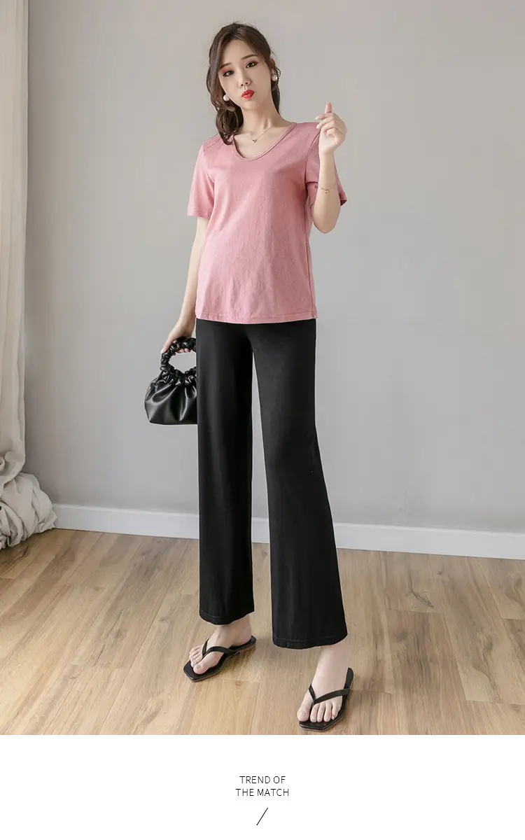 Real Shot Pregnant Women's Wide Leg Pants Spring Autumn — feature 16