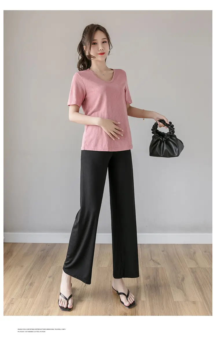 Real Shot Pregnant Women's Wide Leg Pants Spring Autumn — feature 17