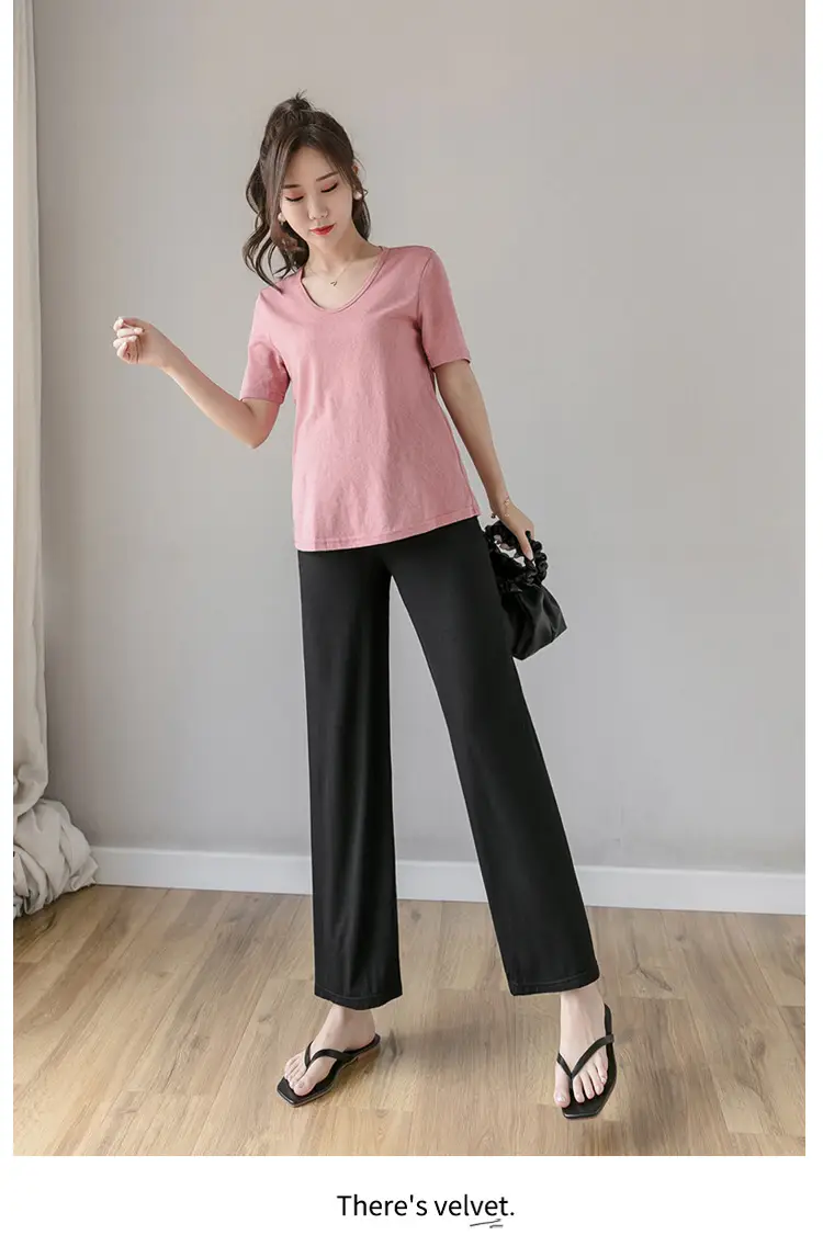 Real Shot Pregnant Women's Wide Leg Pants Spring Autumn — feature 18