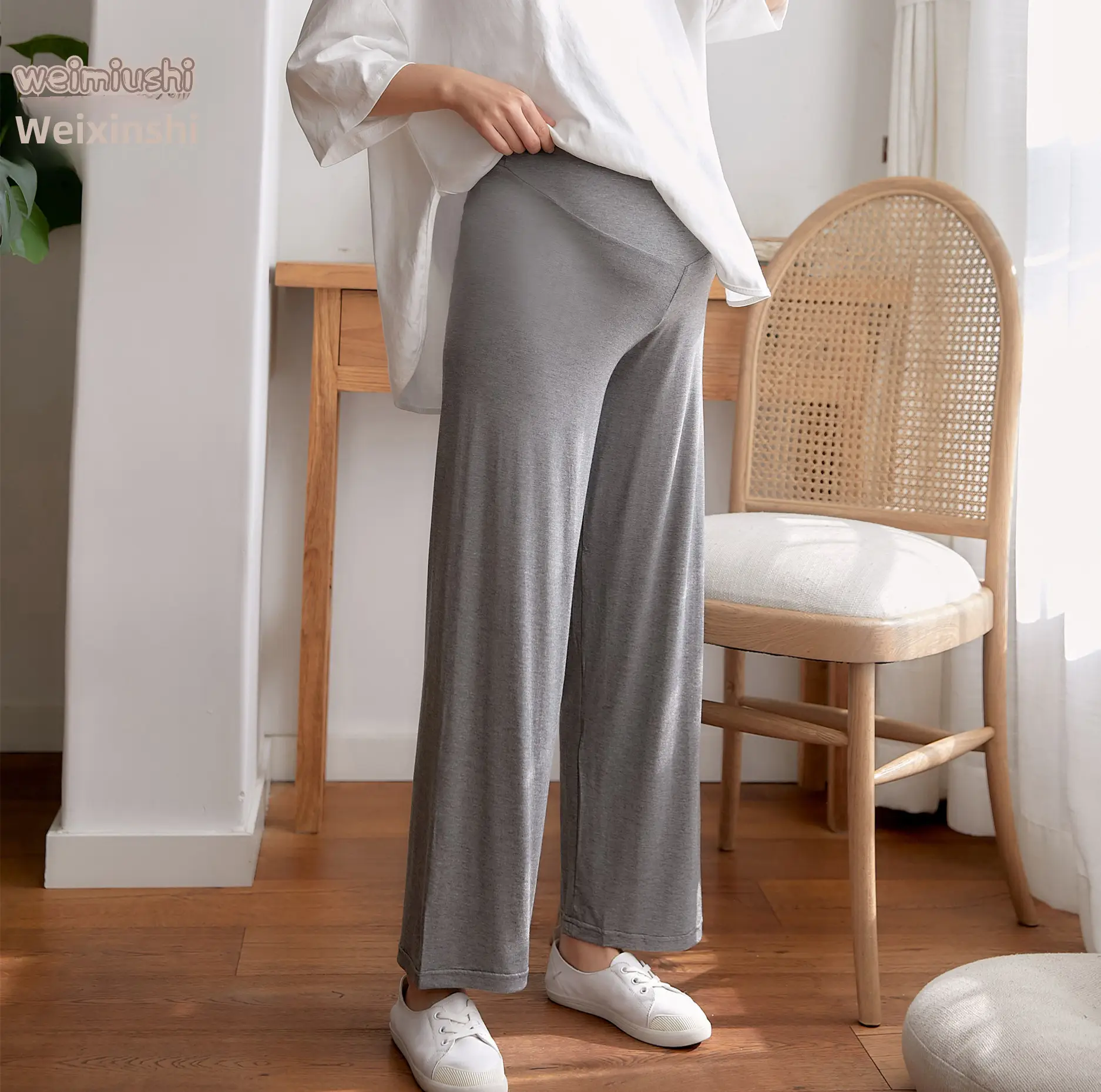 Real Shot Pregnant Women's Wide Leg Pants Spring Autumn - Image 11
