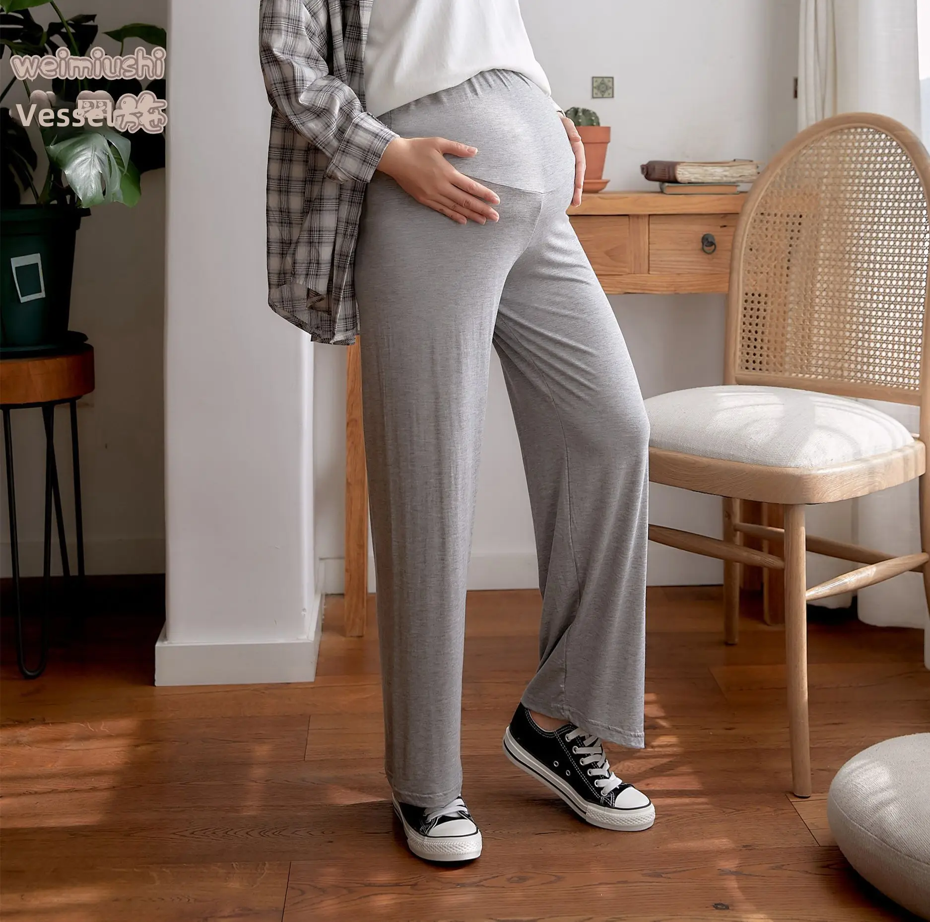 Real Shot Pregnant Women's Wide Leg Pants Spring Autumn - Image 5