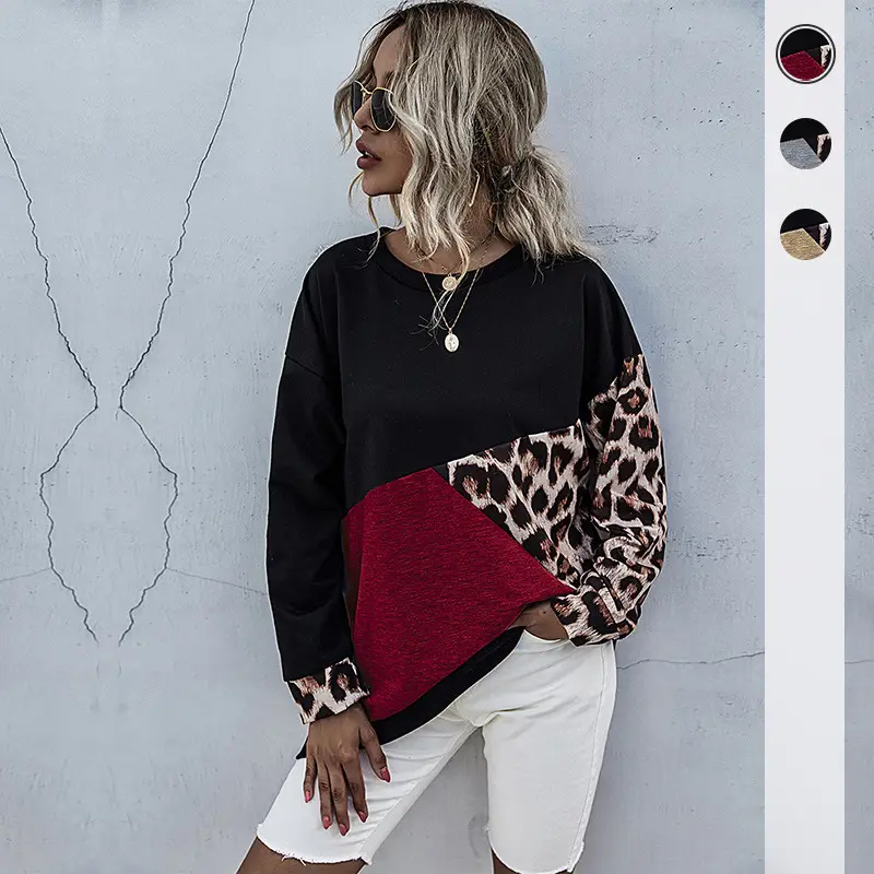 Bai Fen Zhi Yi Long Sleeve Leopard Print Sweatshirt Women