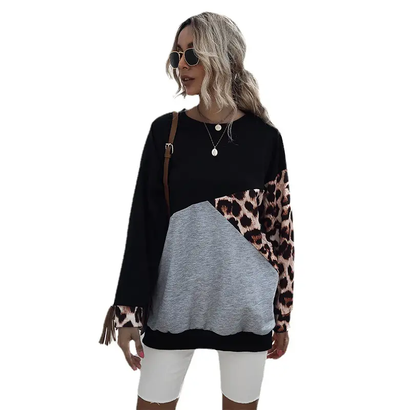 Bai Fen Zhi Yi Long Sleeve Leopard Print Sweatshirt Women