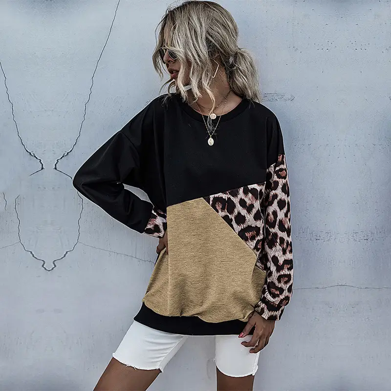 Bai Fen Zhi Yi Long Sleeve Leopard Print Sweatshirt Women