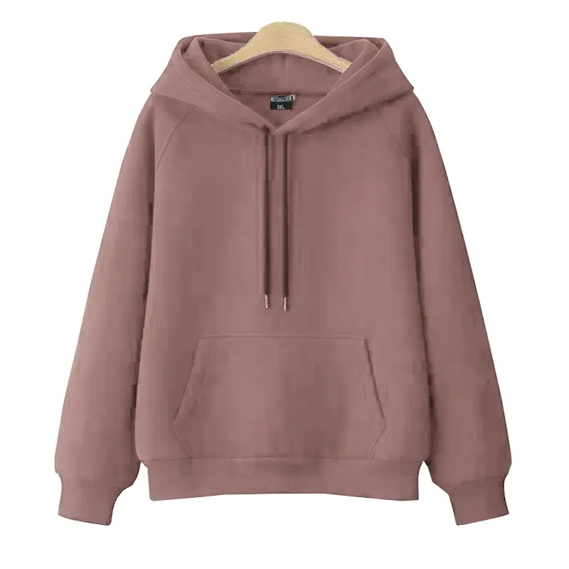 100% Cotton Hooded Pullover Solid Color Loose Fit