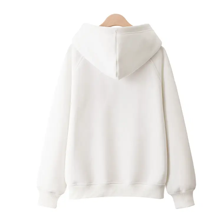 100% Cotton Hooded Pullover Solid Color Loose Fit