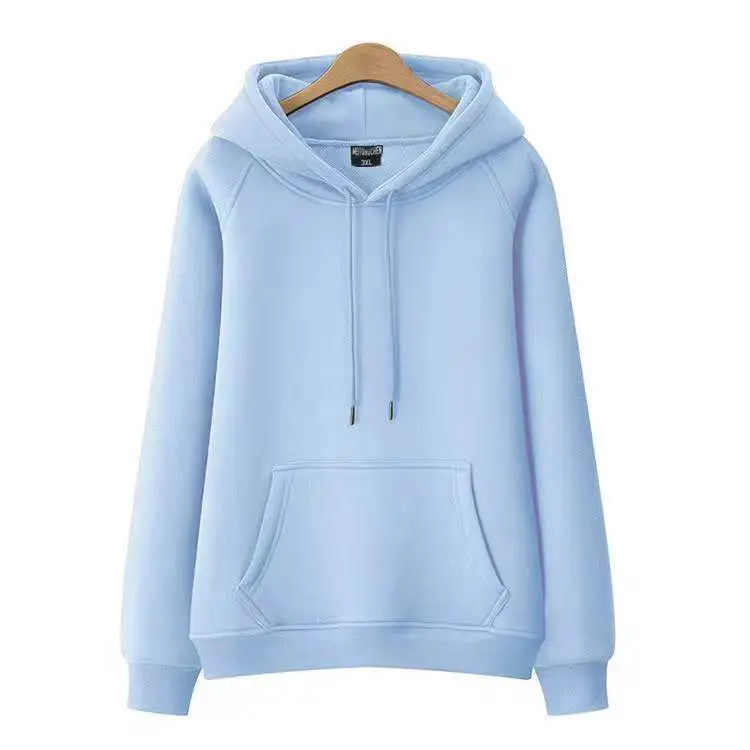 100% Cotton Hooded Pullover Solid Color Loose Fit