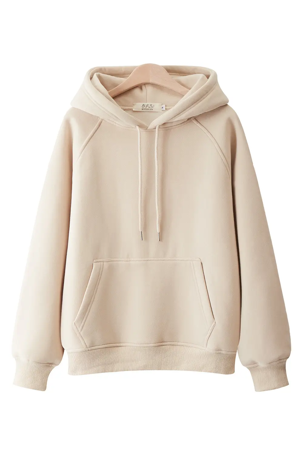 100% Cotton Hooded Pullover Solid Color Loose Fit