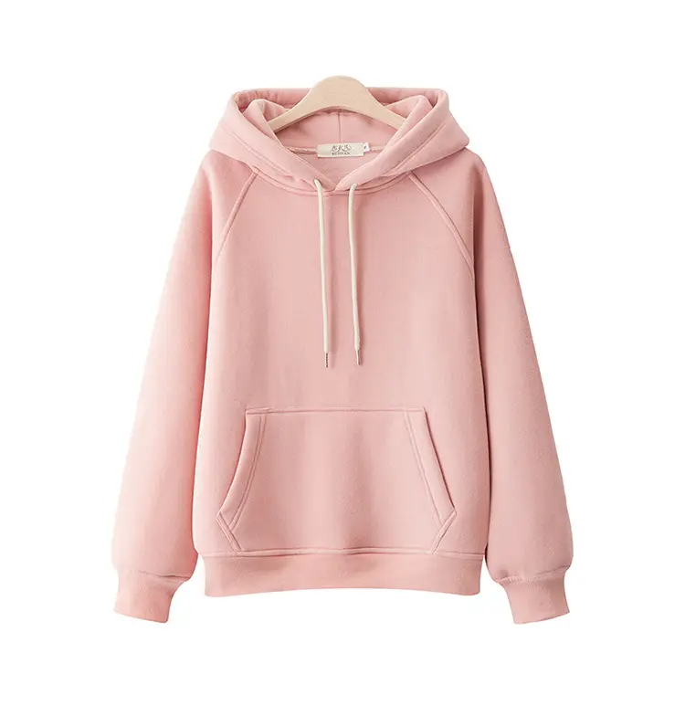 100% Cotton Hooded Pullover Solid Color Loose Fit