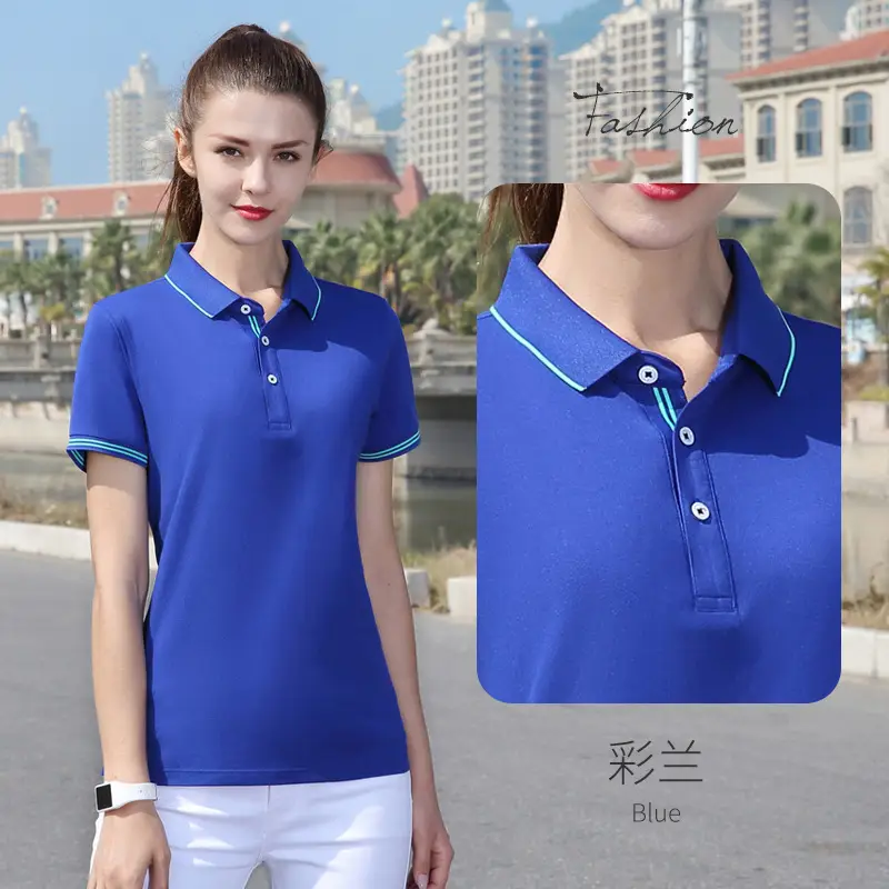 Women Yellow Polo Shirt Winter Wear Blue Stripes - Image 6