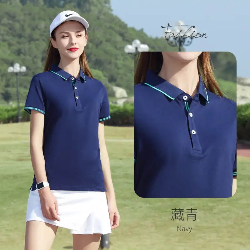 Women Yellow Polo Shirt Winter Wear Blue Stripes - Image 7