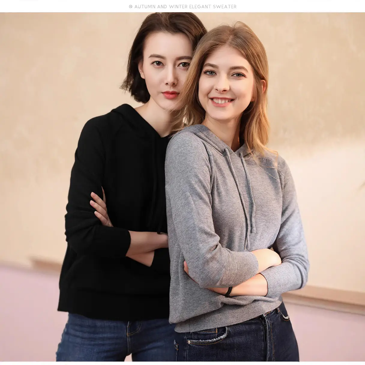 Blue Korean Style Hooded Sweatshirt Women Large - Image 15