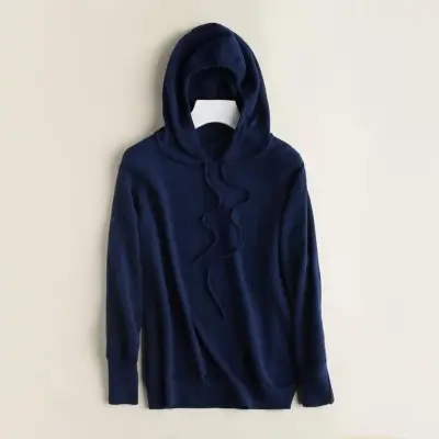 Blue Korean Style Hooded Sweatshirt Women Large - Image 3