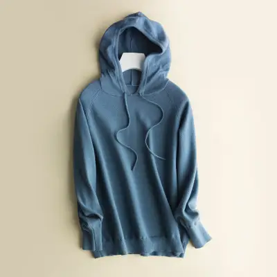 Blue Korean Style Hooded Sweatshirt Women Large - Image 6
