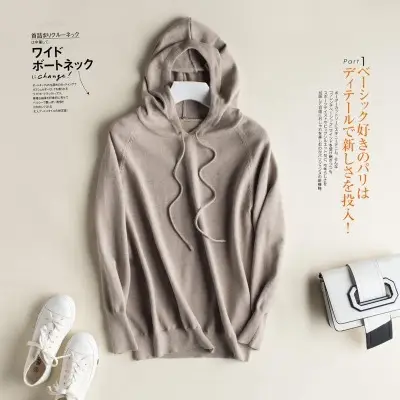 Blue Korean Style Hooded Sweatshirt Women Large - Image 8