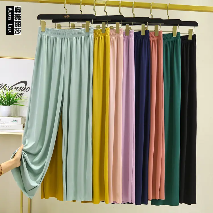 New Ice Silk Wide-leg Pants Women Summer High Waist Draping Sense Slimming Straight Leggings - Image 9