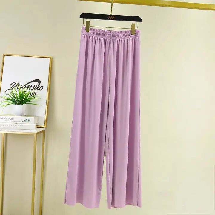 New Ice Silk Wide-leg Pants Women Summer High Waist Draping Sense Slimming Straight Leggings - Image 10